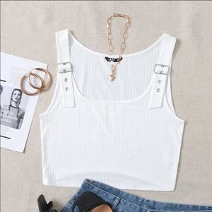 Shein plus size buckled strap crop tank top